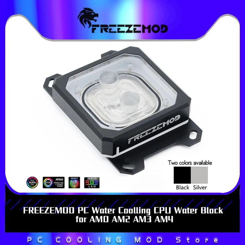 FREEZEMOD Bloque Agua CPU AMD AM2 AM3 AM4 Placa Base Cobre 5V 3 Pines AURA SYNC AMD-PK5E - Vista principal del producto