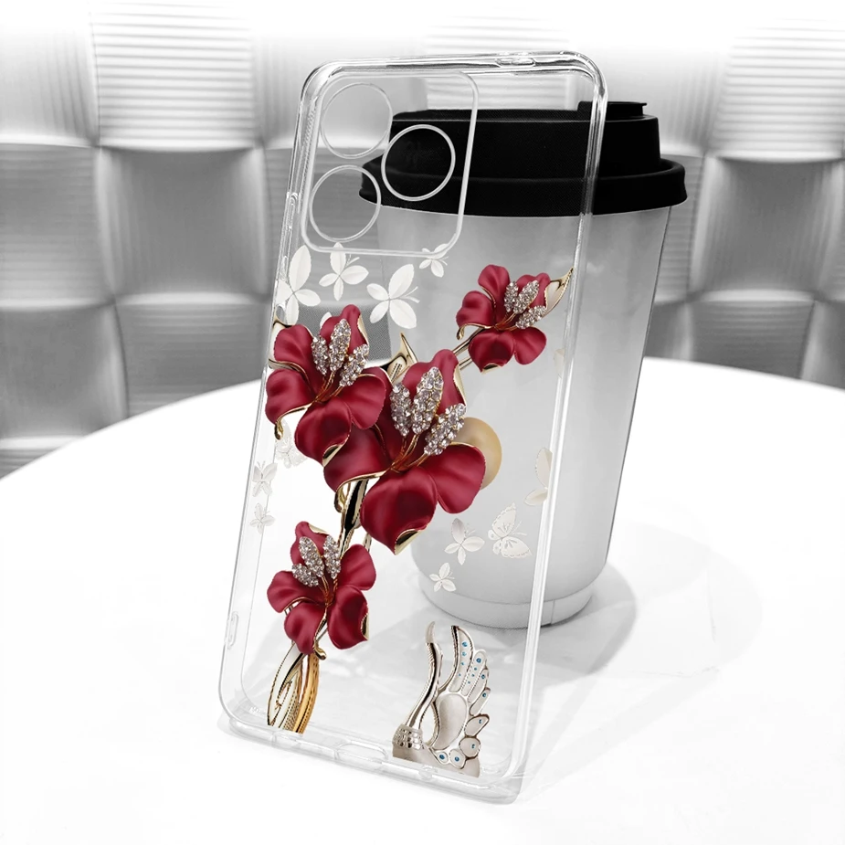 Para Realme Note 50 funda RMX3834 nueva mariposa flores cubierta pintada funda de silicona suave para Realme Note 60 60X Note50 Note60 bolsas - imagen 3
