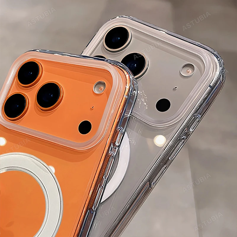 Funda transparente de carga inalámbrica magnética oficial para iPhone 17 Air 16 15 14 13 12 11 Pro Max Plus cubierta dura de PC a prueba de golpes - imagen 4