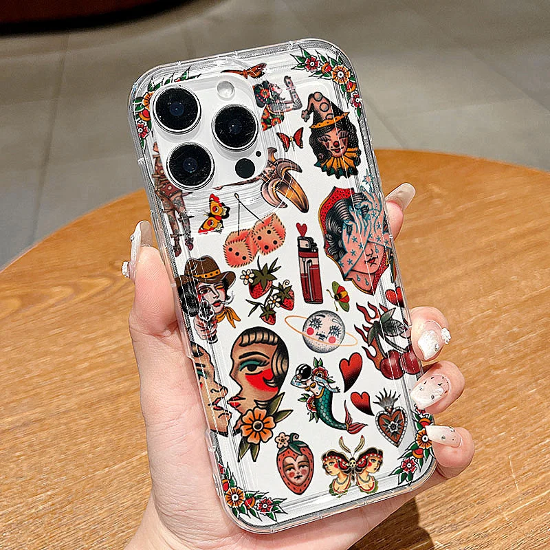 Funda de teléfono transparente con diseño de Collage Vintage para iPhone 16, funda para iPhone 15 11 12 13 14 Pro Max X XR XS Max 7 8 Plus SE2 - imagen 3