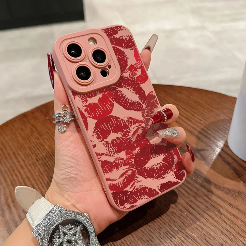 Funda de teléfono con pantalla completa de pupila de lujo con labios rojos sexys para iPhone 16 15 14 13 12 11 X XR Xs 8 7 Plus Pro Max, funda trasera de silicona - imagen 4
