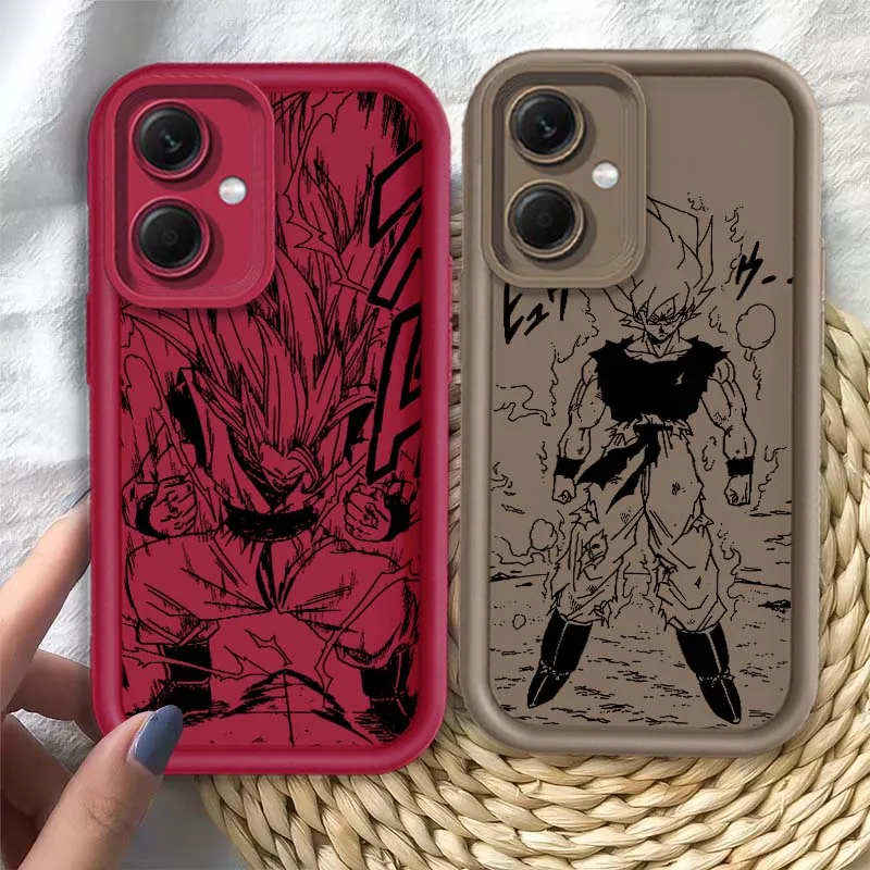 D-Dragon Ball Goku Saiyan cubierta para Redmi Note 14 13 12 11 13R 12R 12T 11T Pro Plus caja de teléfono con escalera de ojos - imagen 2