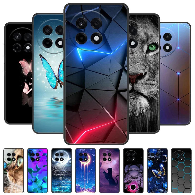 Para Oneplus 13R funda de silicona suave negra fresca para One Plus 13R fundas de teléfono 1 + 13R carcasa de TPU de dibujos animados lindo Oneplus13R 5G Capa