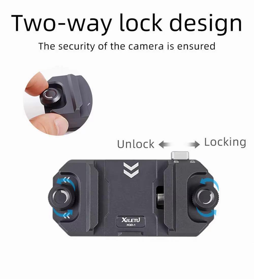 Clip de placa de liberación rápida para mochila, interruptor rápido para cámara, adaptador de instalación deslizante para trípode, Clip para cámara con Arca Swiss para mochila - imagen 5