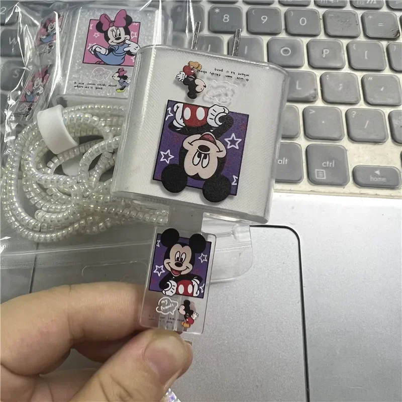 Juego de enrollador de cables de dibujos animados de Minnie Mickey para iPhone 15 14, carga rápida, enchufe de 18/20 W, protección del cargador de línea de datos - imagen 4
