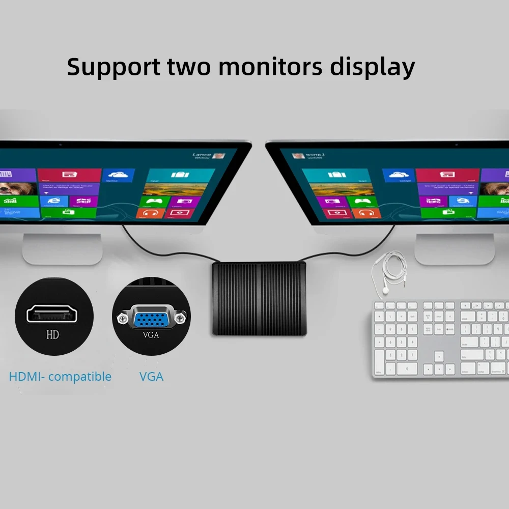 XCY-Mini PC sin ventilador Intel Core i7 4500U i5 5200U 300M WiFi Gigabit Ethernet 8x USB VGA HDMI Display Windows 10 Linux HTPC - imagen 5