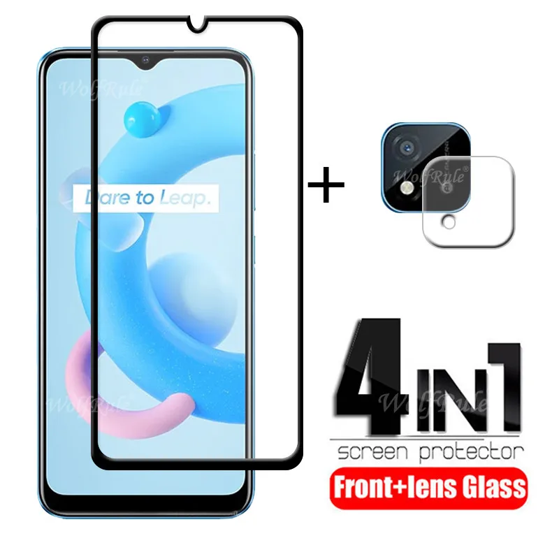 4 en 1 para OPPO Realme C20 vidrio para Realme C20 vidrio templado cubierta completa pegamento Protector de pantalla para OPPO Realme C20 lente vidrio - imagen 2
