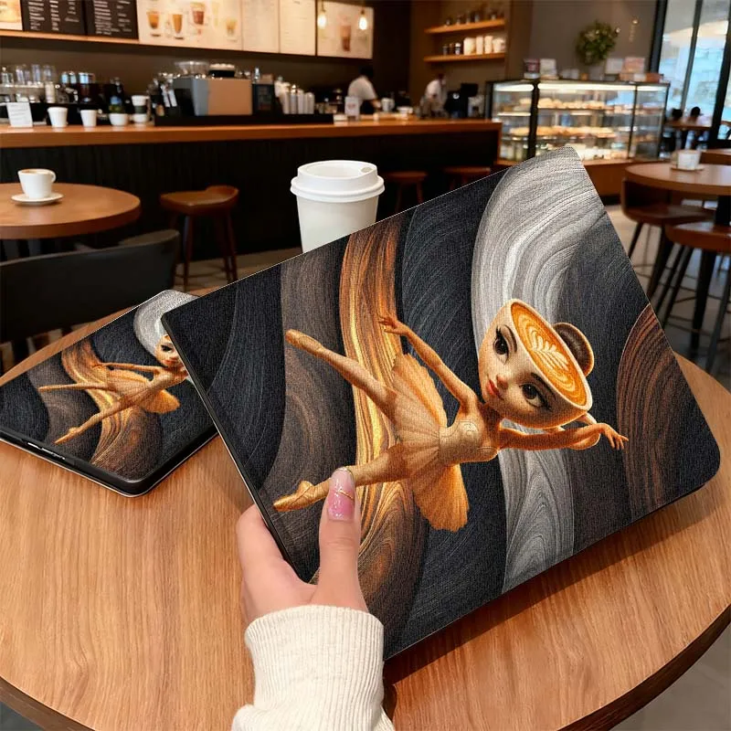 Bailarina capuchino arte para iPad Pro Air Mini 1 2 3 4 5 6 7 7th 8th 9th 10th 11th 10,2 9,7 10,5 10,9 11 12,9 funda para tableta - imagen 2