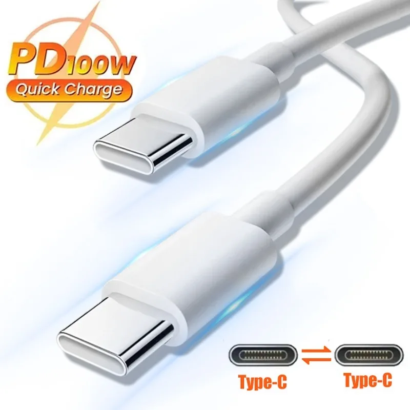 Cable USB tipo C a tipo C, Cable de datos de carga rápida PD, 100W, 60W, para Macbook, iPad, iPhone 15, Huawei, Samsung, Xiaomi