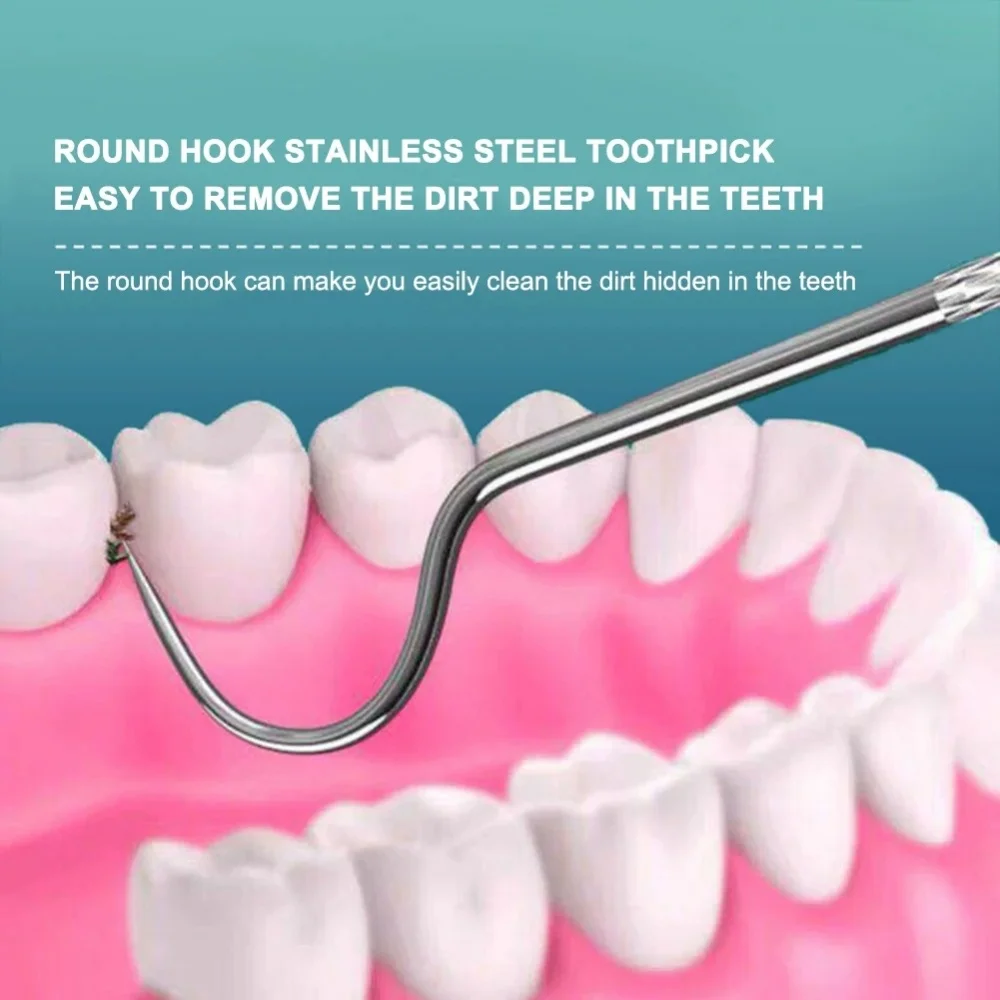 Juego de palillos de dientes de metal, limpieza dental, cepillo interdental, dientes, sarro ​ Removedor de hilo Dental reutilizable, selección de dientes, cuidado de higiene bucal - imagen 4