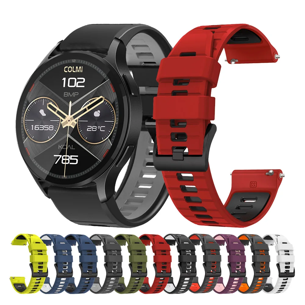 Correa de silicona para reloj COLMI I28 Ultra/P28 Plus, pulsera deportiva de 20mm y 22mm para COLMI C8 Max/C81/I30/P73 P71/M42 - imagen 2