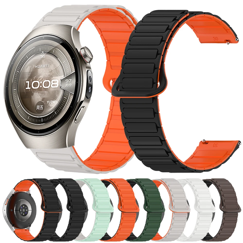 Correa de silicona para reloj HUAWEI WATCH 5/GT 5 Pro, banda de 46mm GT 4 3 SE 2 42mm HONOR Magic Watch4 GS Pro, pulsera magnética