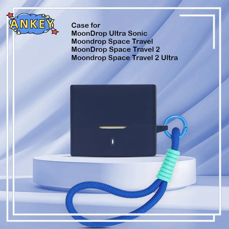 Funda para auriculares Moondrop Space Travel 2 Ultra, funda de silicona Premium, puerto de carga accesible a prueba de golpes con cuerda de nailon