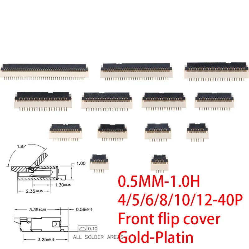 Placa adaptadora de placa FPC FFC, cable plano de 0,5mm, placa de extensión PCB 4P 5P 6P 7P 8P 9P 10P-40P, cubierta frontal chapada en oro, 10 Uds.