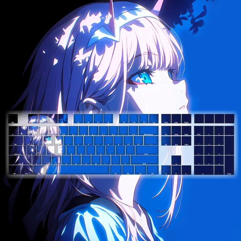 MiFuny Anime Zero Two Keycap Set Darling 02 Resina/PBT Kawaii dibujos animados personalizados juegos artísticos teclas para teclado mecánico regalo