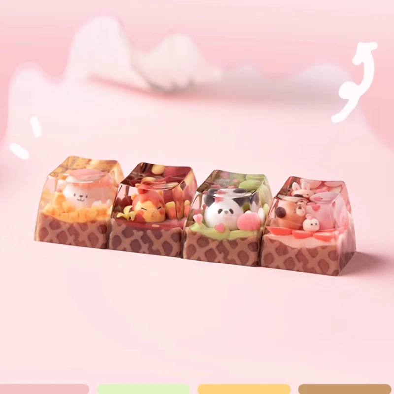 Tapa de teclado artesanal de helado de animales, capibara, personalizada, bonita, de resina, hecha a mano, de Anime, para regalo de teclado mecánico - imagen 2