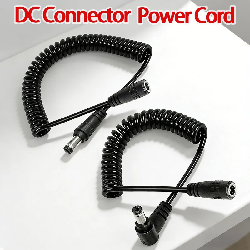 1 conector de Cable de resorte DC macho hembra 5,5X2,5mm 5,5mmX2,1mm enchufe recto cargador de alimentación 150cm 70cmextension Cable