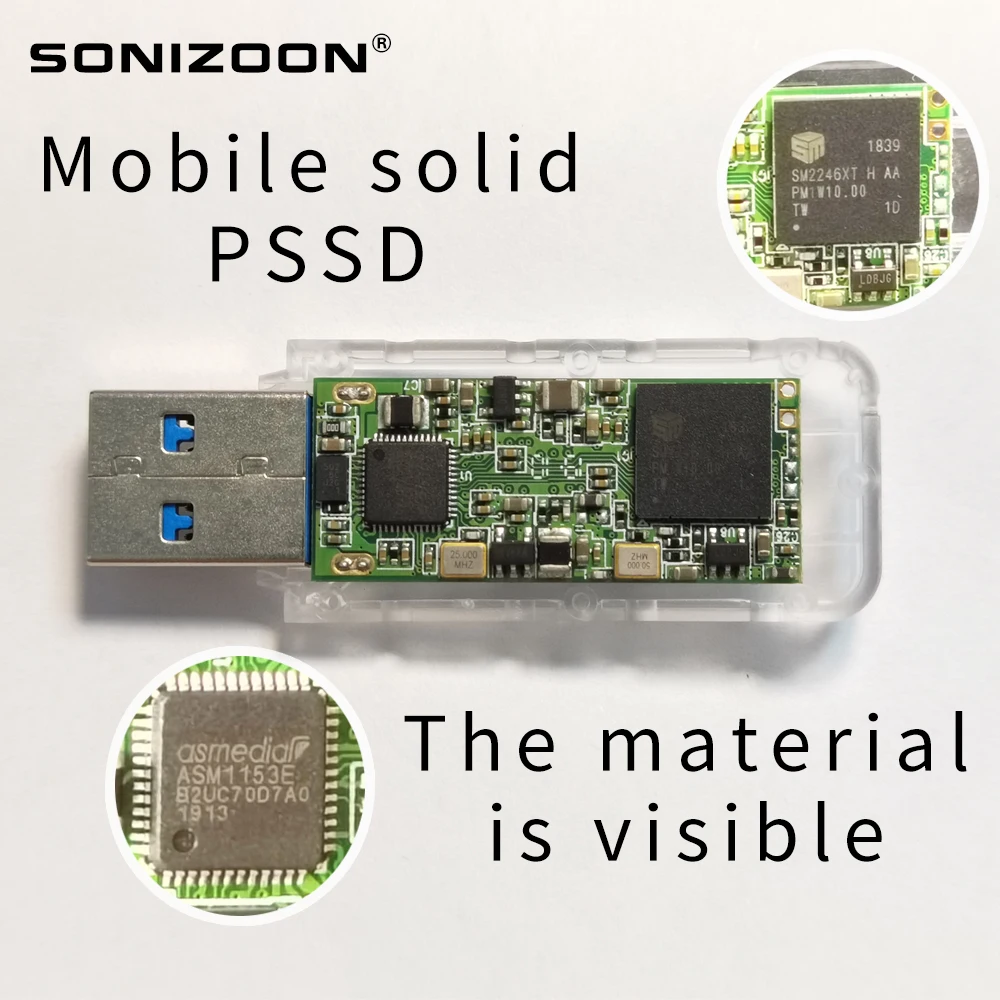 SONIZOON-unidad Flash de estado sólido portátil, pendrive externo PSSD de 128GB, para PC, USB 3,0 - imagen 3
