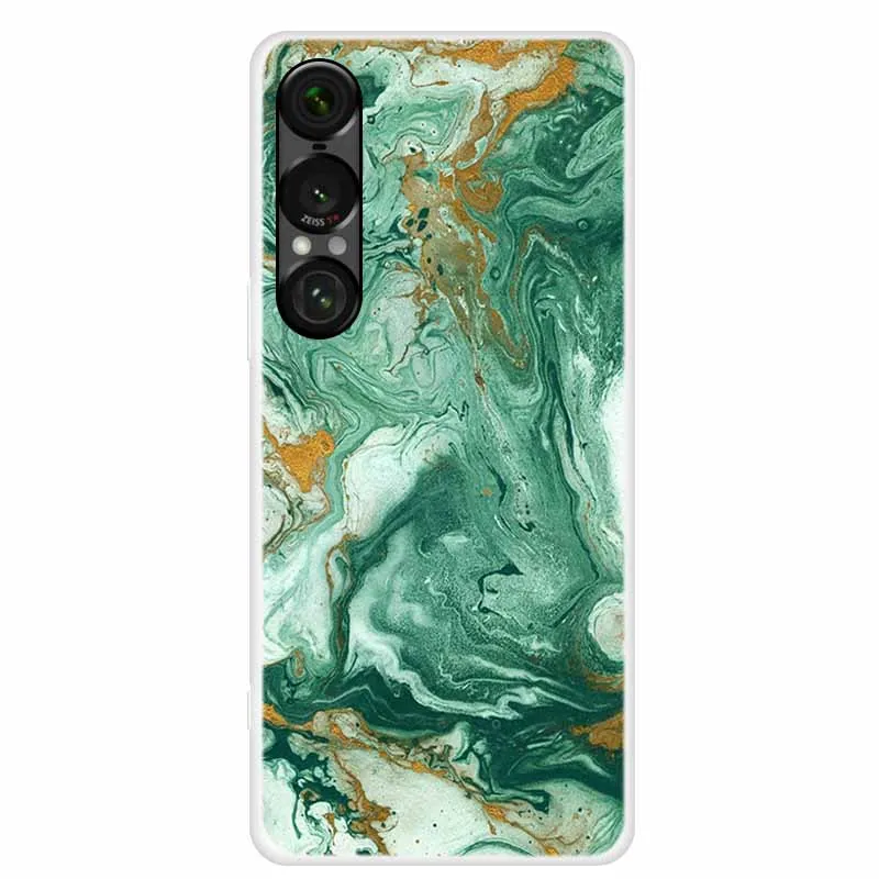 Para Sony Xperia 1 VII funda de mármol TPU funda trasera de silicona suave fundas de teléfono para Sony Xperia 1VII 5G impermeable transparente Para - imagen 3