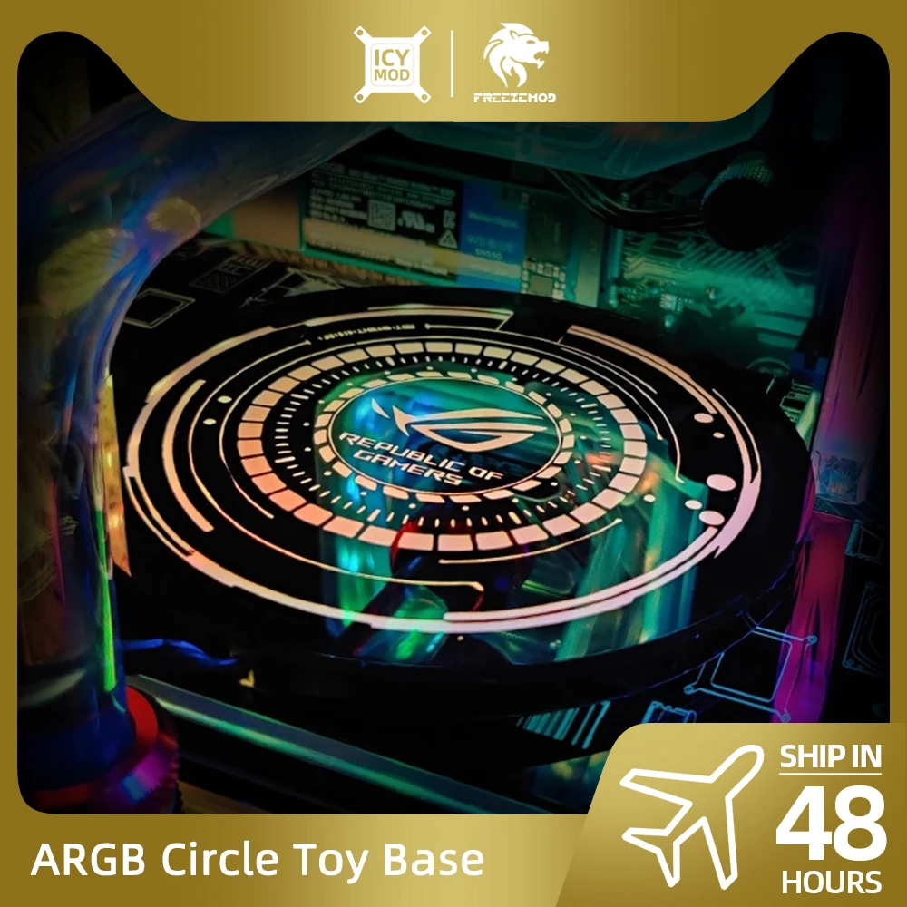 RGB figura inferior PC caja iluminación círculo juguete Base A-RGB chasis Panel 5V3Pin sincronización AURA Gamers MOD ARGB placa personalizable DIY - imagen 2