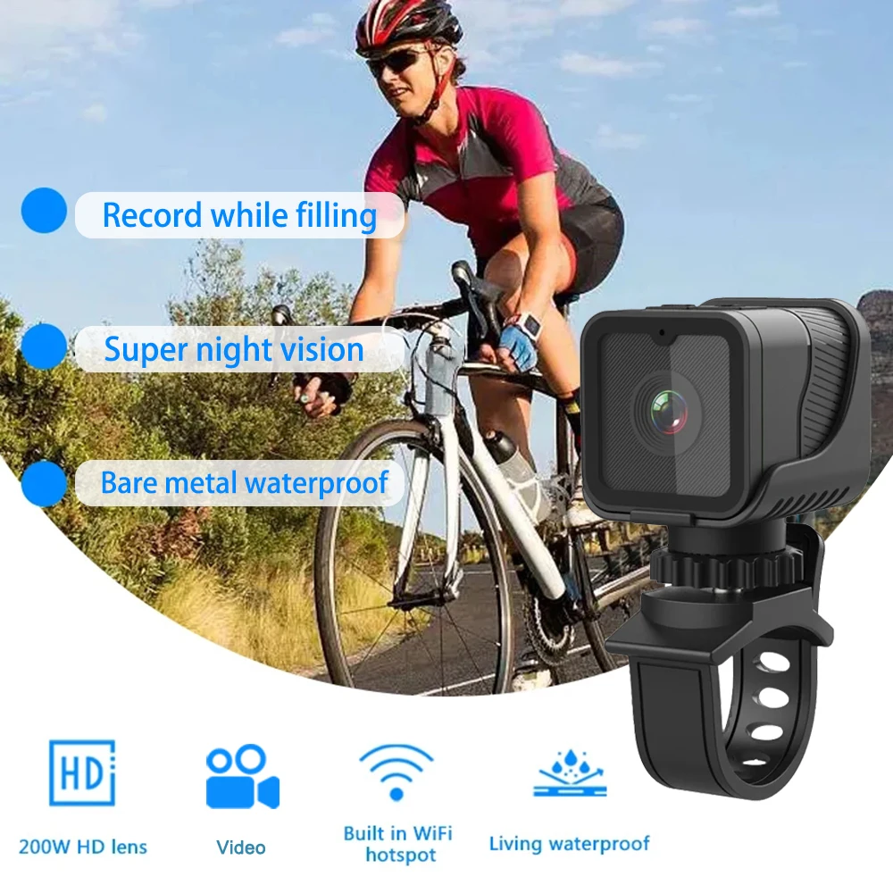 Mini cámara deportiva portátil HD de 1080P con cámara impermeable WiFi Hotspot, grabadora de conducción de motocicletas y bicicletas - imagen 2