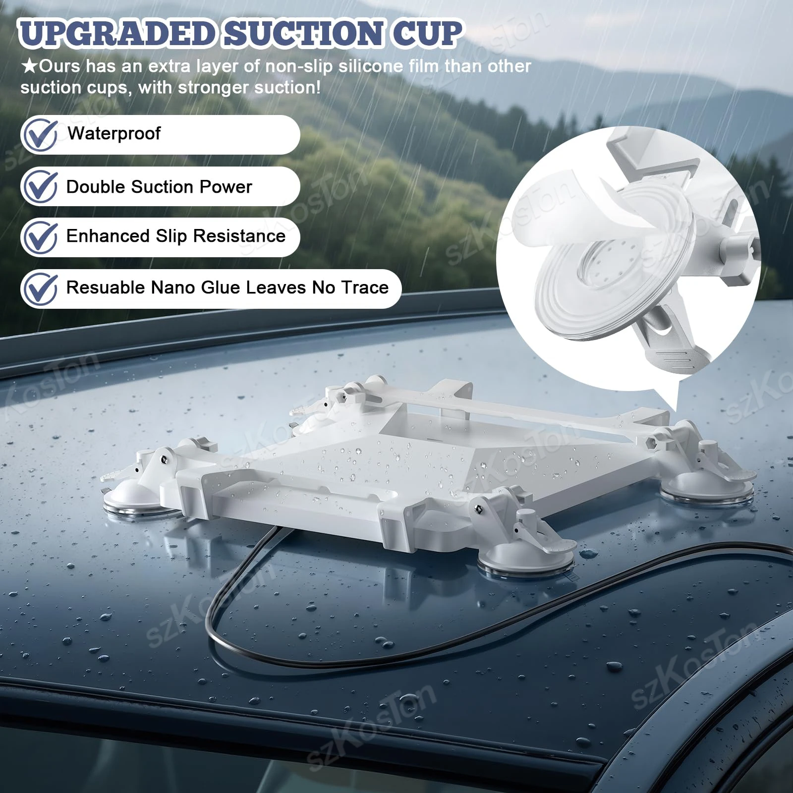 Soporte de ventosa portátil para Starlink, Mini ventana de coche de viaje y techo solar, Kit de soporte de ventosa para RV, camión, barcos, montaje de vidrio - imagen 3