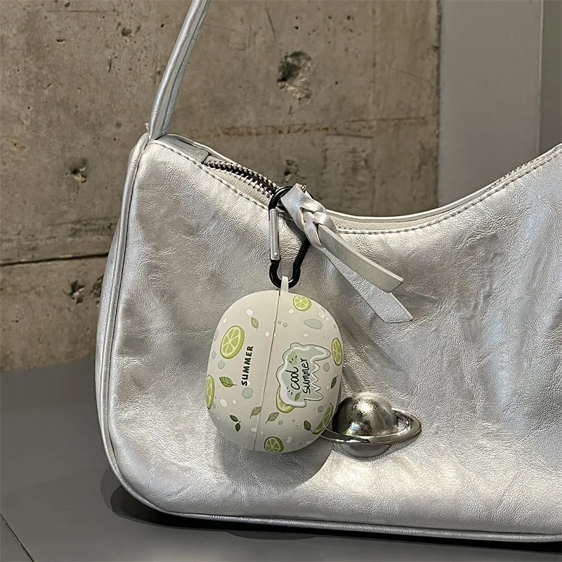 Funda protectora para Baseus AirGo AS01, carcasa suave transparente de melocotón bonito, carcasa a prueba de golpes, dibujos animados, danza del león - imagen 5