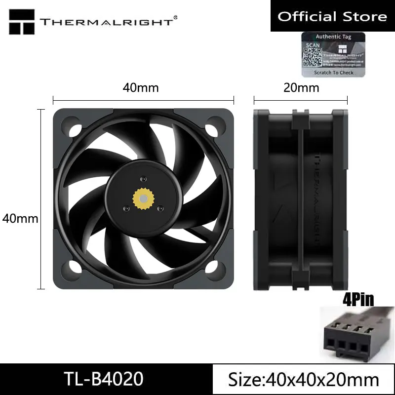 Ventilador de refrigeración del chasis ThermalrightTL-B4020 de 4CM, 40x40x20mm/rodamientos de bolas dobles/alto volumen de aire 5500RPM/ventilador de refrigeración del ordenador