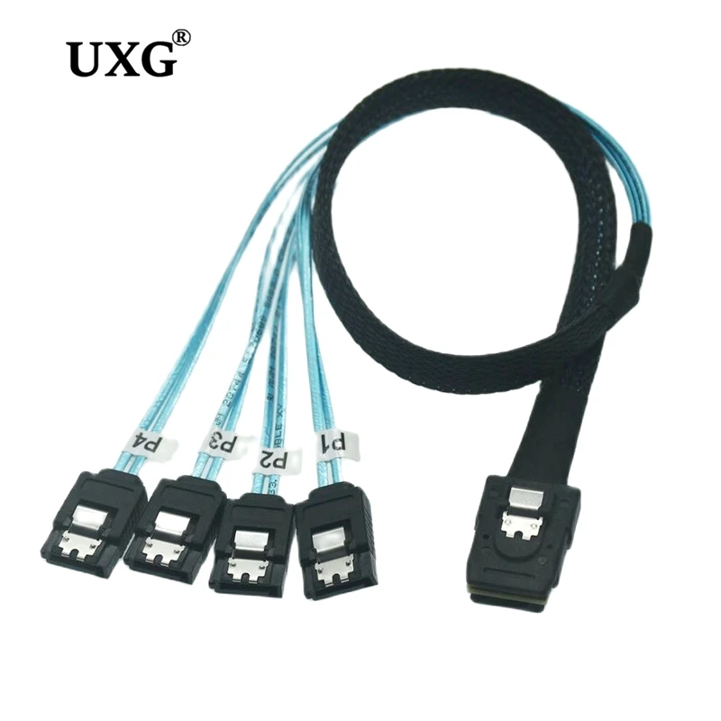 Adaptador de Cable HD Mini SAS 12G SFF-8643 a SATA, controlador de placa base interna SFF 8643 a convertidor de disco duro 4 SATA, 1M, 0,5 M - imagen 5