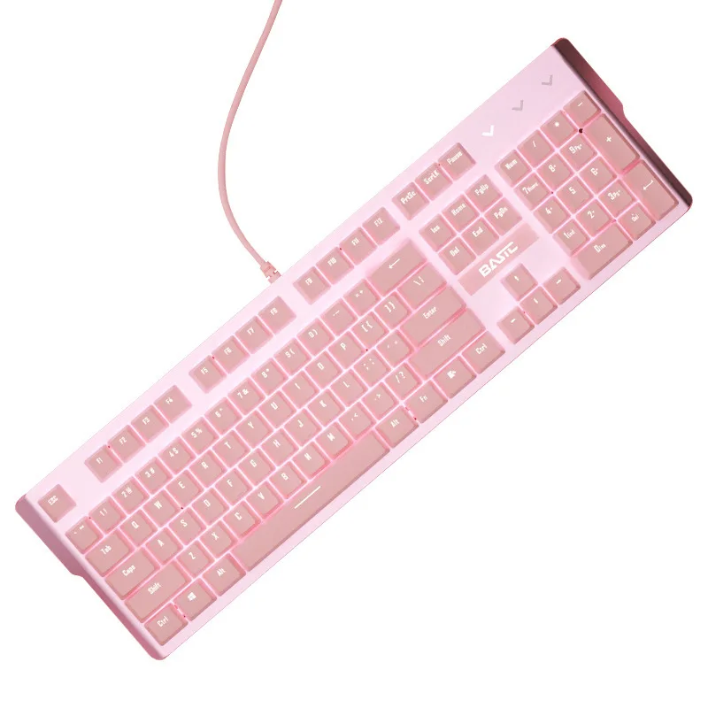 Snow Moon Girl-Teclado mecánico rosa, Panel de Metal con cable, 104 teclas, Abs, moldeo por inyección de doble Color, juego de deportes electrónicos, chica bonita - imagen 5