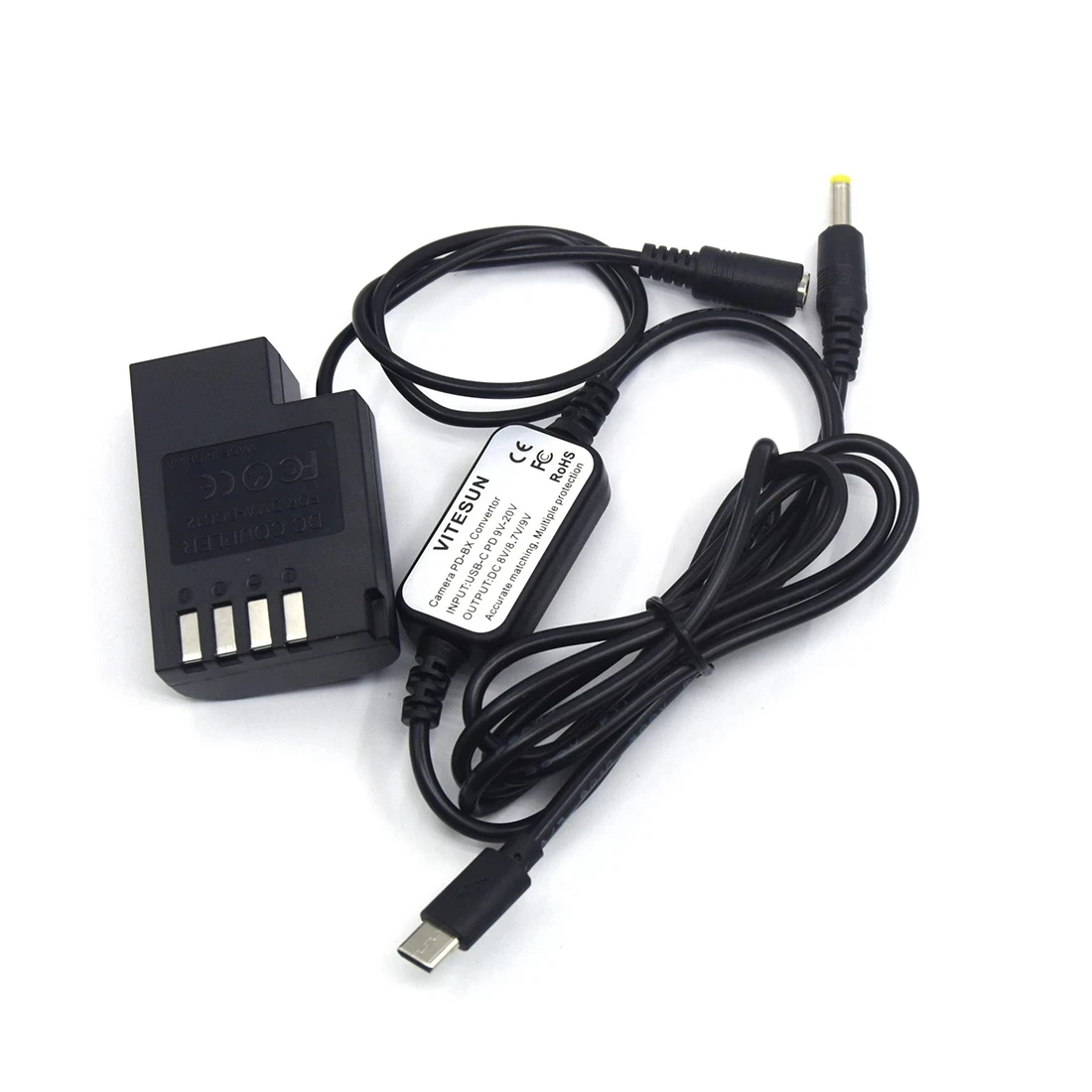 DMW-DCC12 DMW-BLF19 adaptador completo decodificado batería simulada + Cable de alimentación USB tipo C para Panasonic DMC-GH5s DMC-GH5 DMC-GH4 GH3 DMC-GH9 - imagen 3