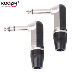 Conector de piezas de 6,35mm TS TRS, Conector de ángulo recto de 90 ° en forma de L, ESTÉREO/Mono, 2, 3 polos, 6,5, 1/4, micrófono, Audio para guitarra, NYS207, 208