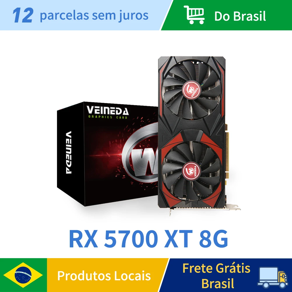 VEINEDA RX 5700XT 8G 256Bit GDDR6 tarjeta gráfica para juegos GPU AMD RX5700XT 8GB compatible con ordenador de escritorio Video rx 5700xt