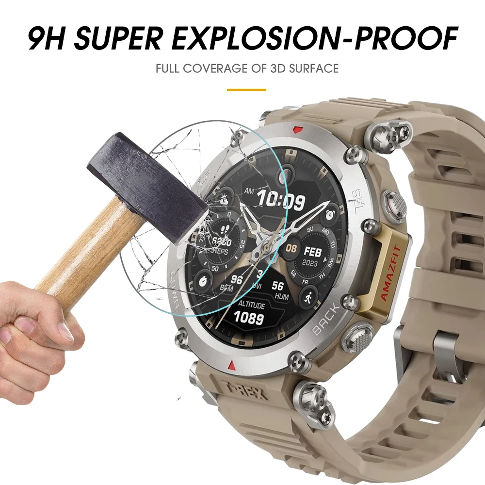 Película protectora de pantalla para reloj inteligente, cristal templado de 5 piezas para Amazfit t-rex, t-rexultra - imagen 2