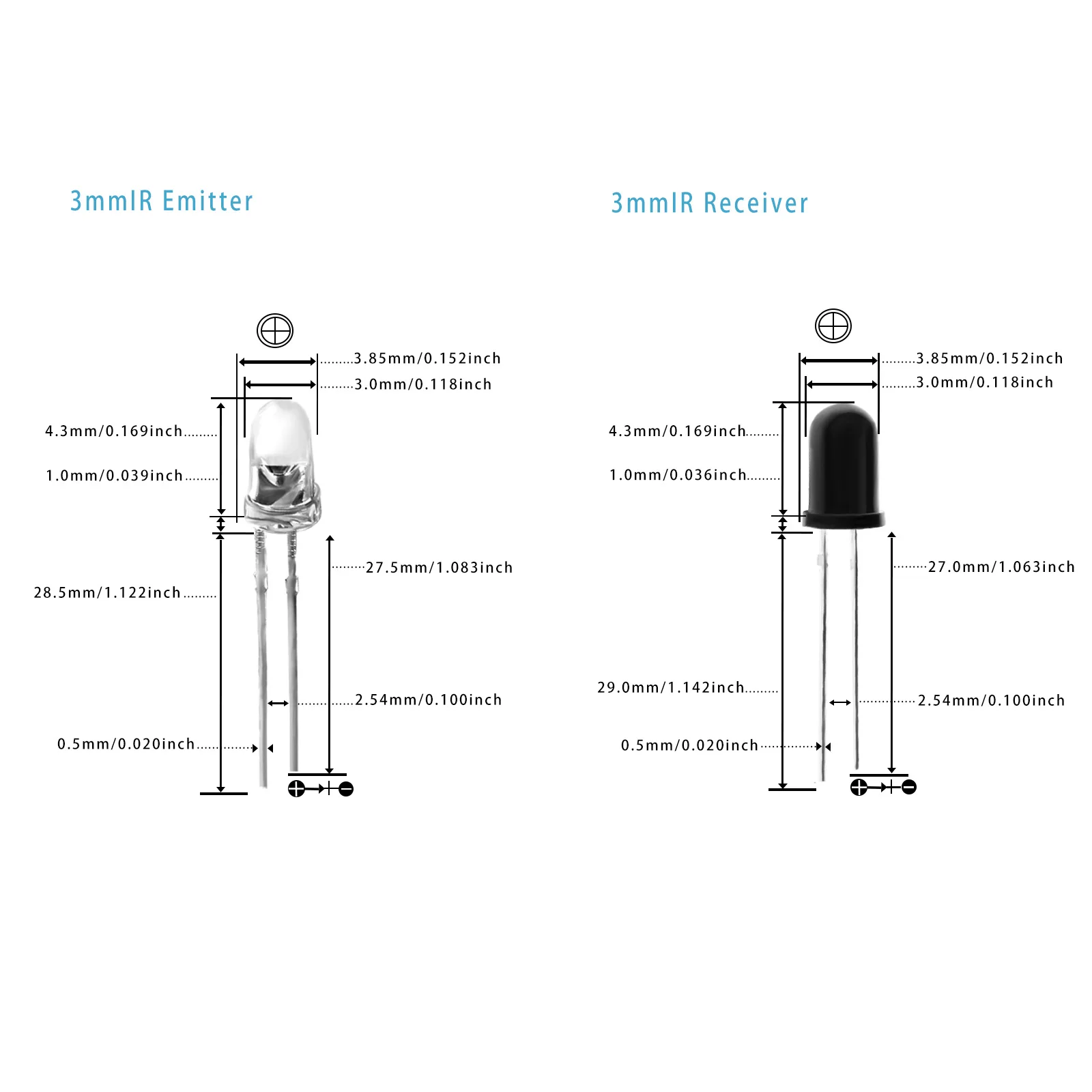 20 piezas emisor y receptor IR 940nm 3mm 5mm diodo Led infrarrojo 301a para Arduino - imagen 2