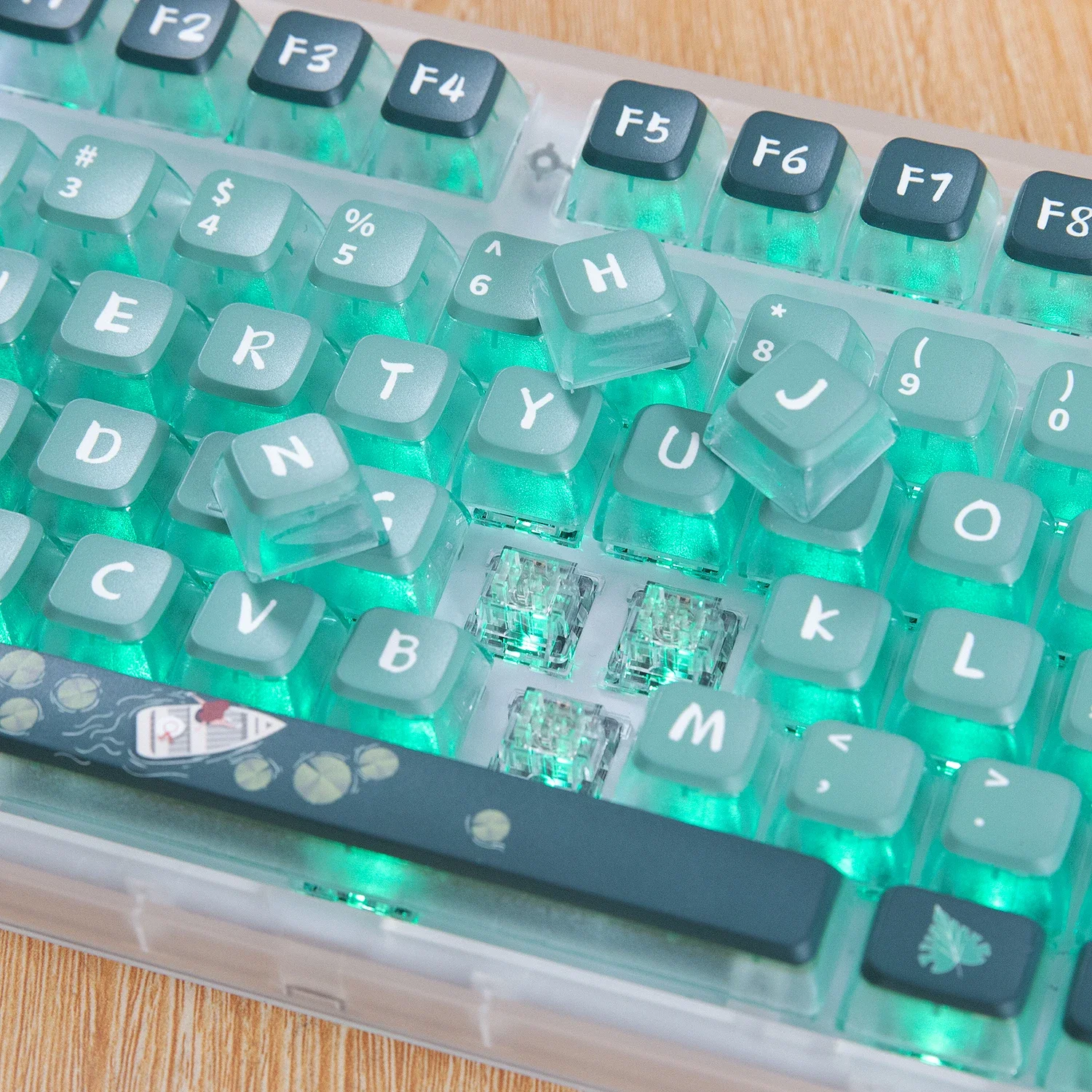 Teclas de pudín con tema de jungla, perfil ASA PBT + tapa de teclado mecánico translúcido, teclas de bosque verde oscuro para Aula F75/F87/F79 - imagen 3