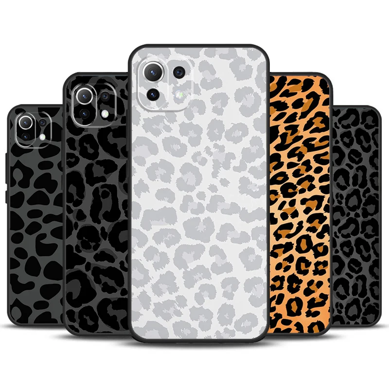 Funda con estampado de leopardo para móvil, carcasa con patrón de guepardo negro para Xiaomi 13T, 14 Pro, 11T, 12T, 12, 13 Lite, POCO X6, X3, X4, X5, F5 Pro, F3, M5s, M6 Pro