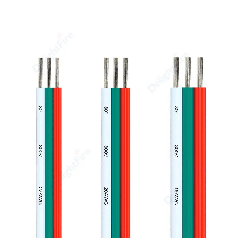 Cable LED de 3 pines, cobre estañado de PVC, 18, 20, 22AWG, Cable de conexión de Cable eléctrico, Cable de extensión LED de 12V para tira de LED WS2811 SK6812 - imagen 5