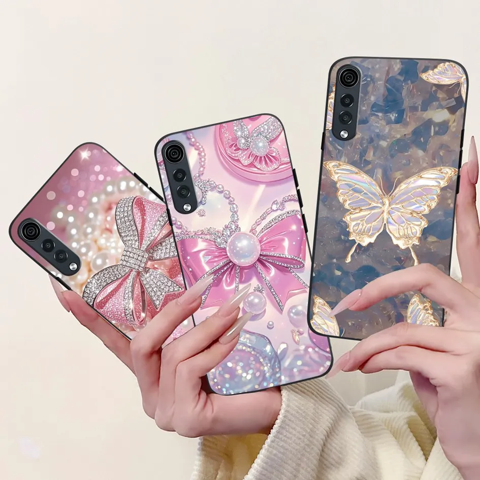 Funda de 6,8 pulgadas para LG, funda de terciopelo LMG910EMW, bonita funda de teléfono de silicona mate suave con dibujos de corazón de amor para LG Velvet 5G LM-G900EM - imagen 4