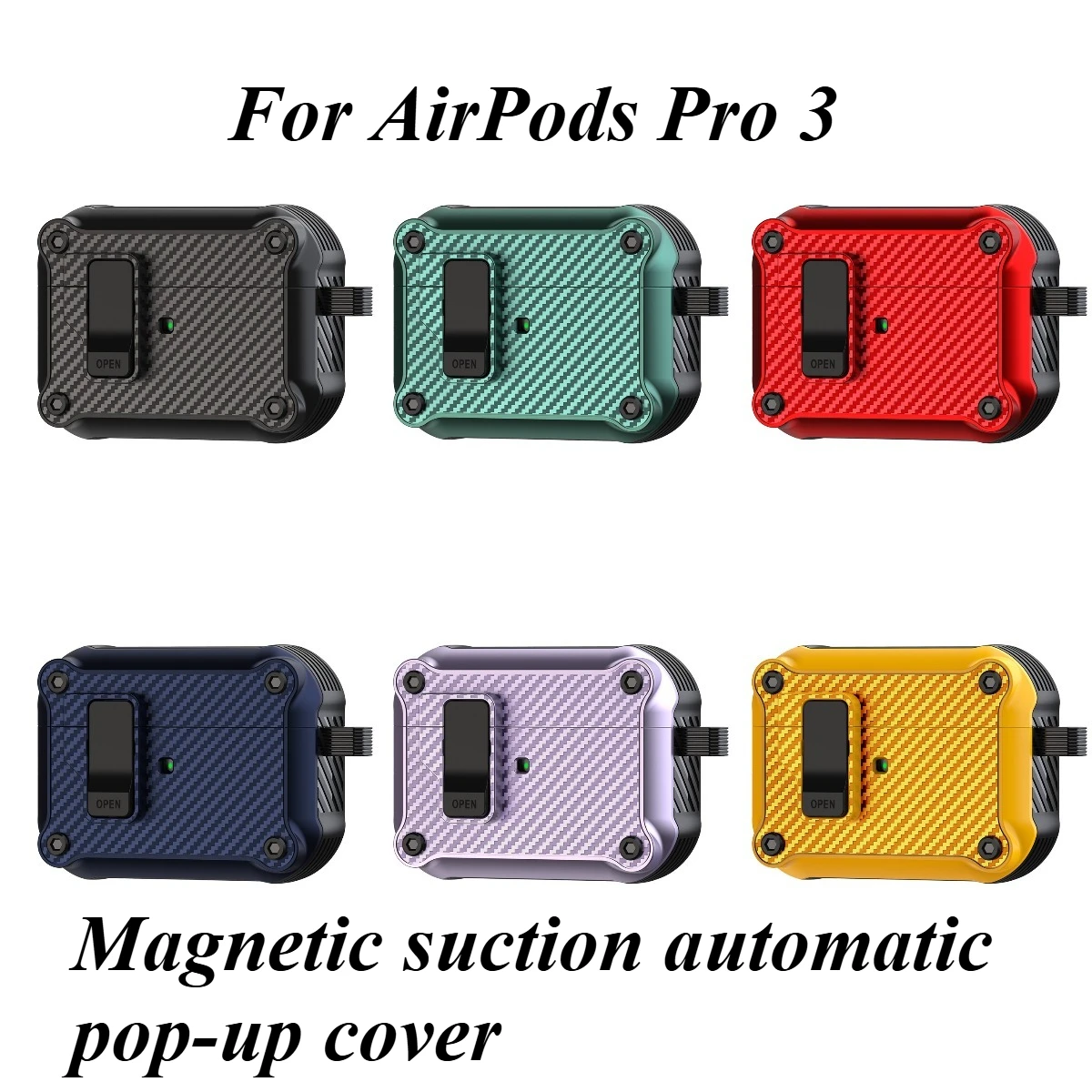 Para AirPods Pro 3 generación funda con Clip de bloqueo seguro cubierta dura de fibra de carbono con gancho para AirPods 1 3 2 4 Pro o Pro 2nd - imagen 2