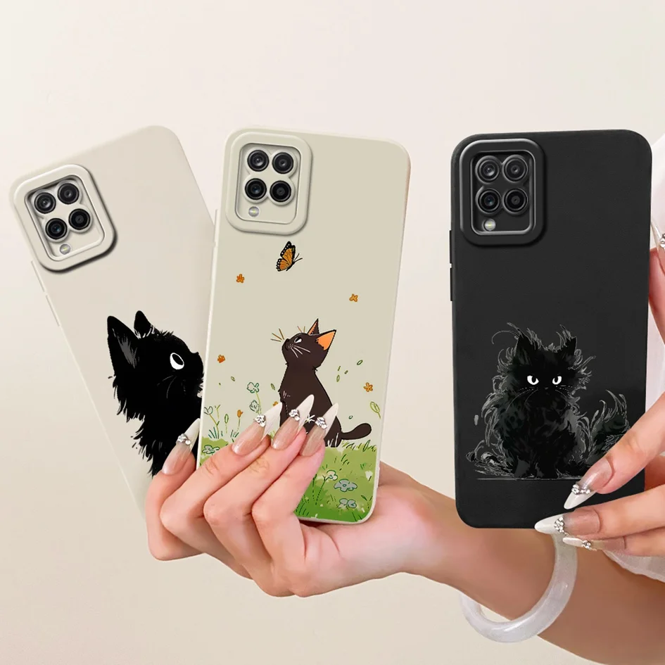 Para Samsung Galaxy A22 M22 funda SM-A225F SM-M225F encantador gato de dibujos animados suave funda de silicona para Samsung M32 A22s 5G A 22 Capa