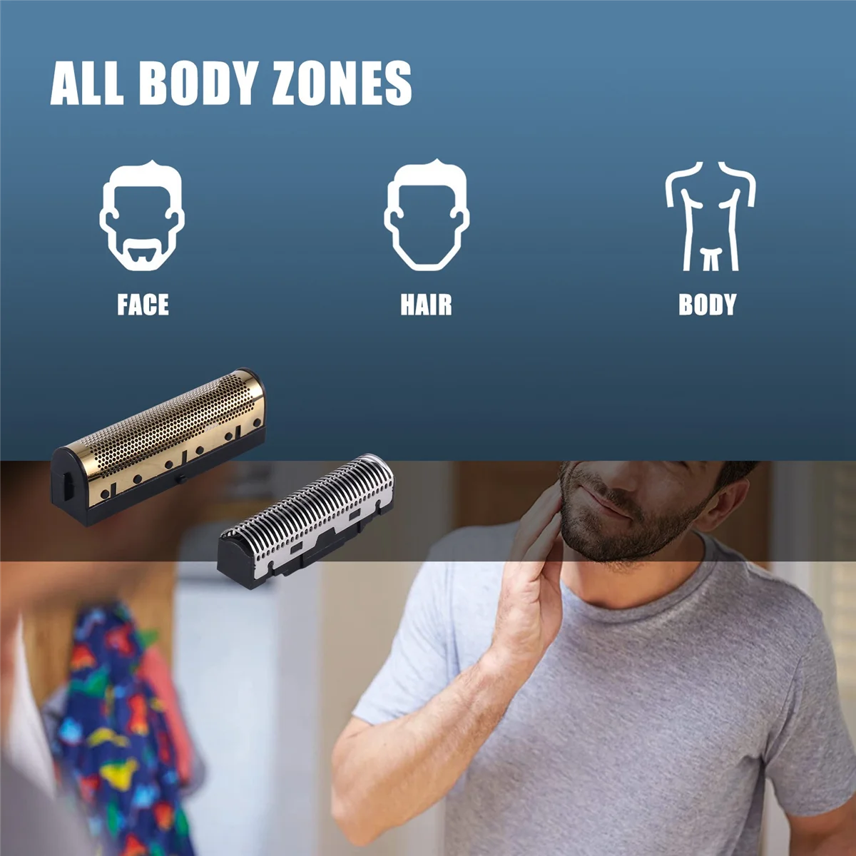 Cuchillas de afeitar eléctricas, cuchilla de lámina dorada, red y cabezal de corte adecuado para Kemei KM-2026, maquinilla de afeitar flotante de KM-2028 - imagen 3