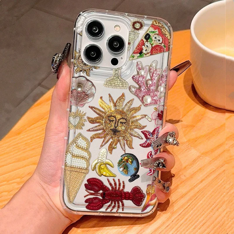 Funda de teléfono transparente con ojos florales marinos para IPhone 16 17 15 14 13 12 11 Pro Max XR XSMAX 7 8 Plus, funda trasera de TPU suave anticaída - imagen 4