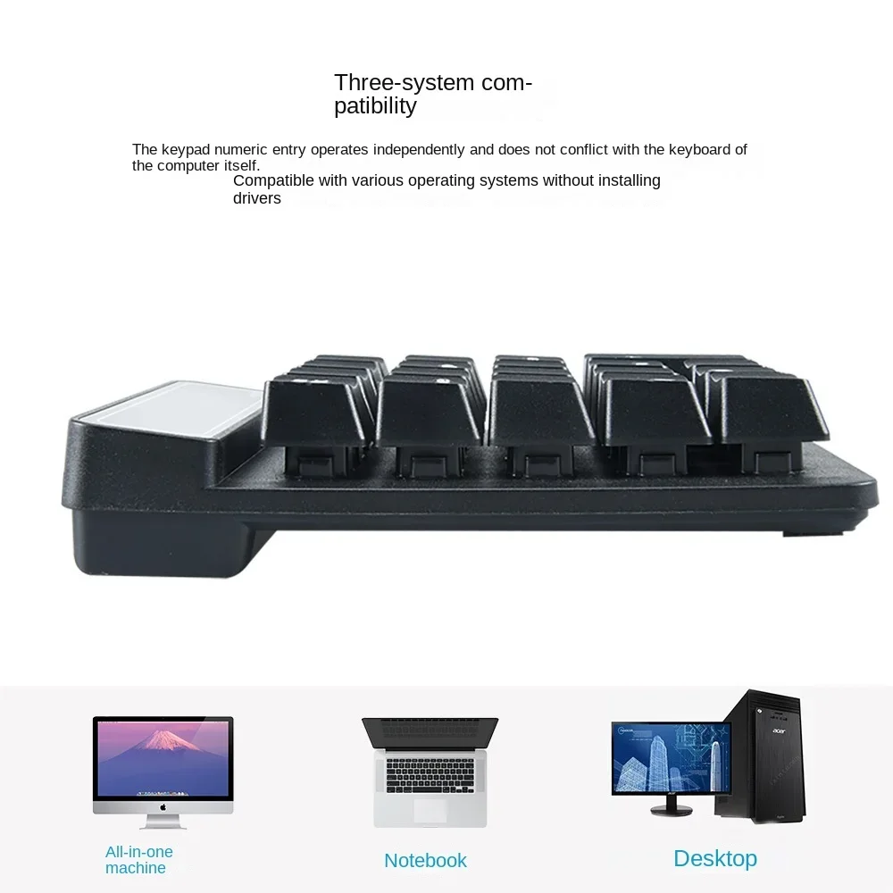 Teclado inalámbrico Bluetooth con número Usb, 2,4G, pantalla Digital, recargable, Mini teclado inteligente numérico de 19 teclas, suministros de oficina - imagen 2