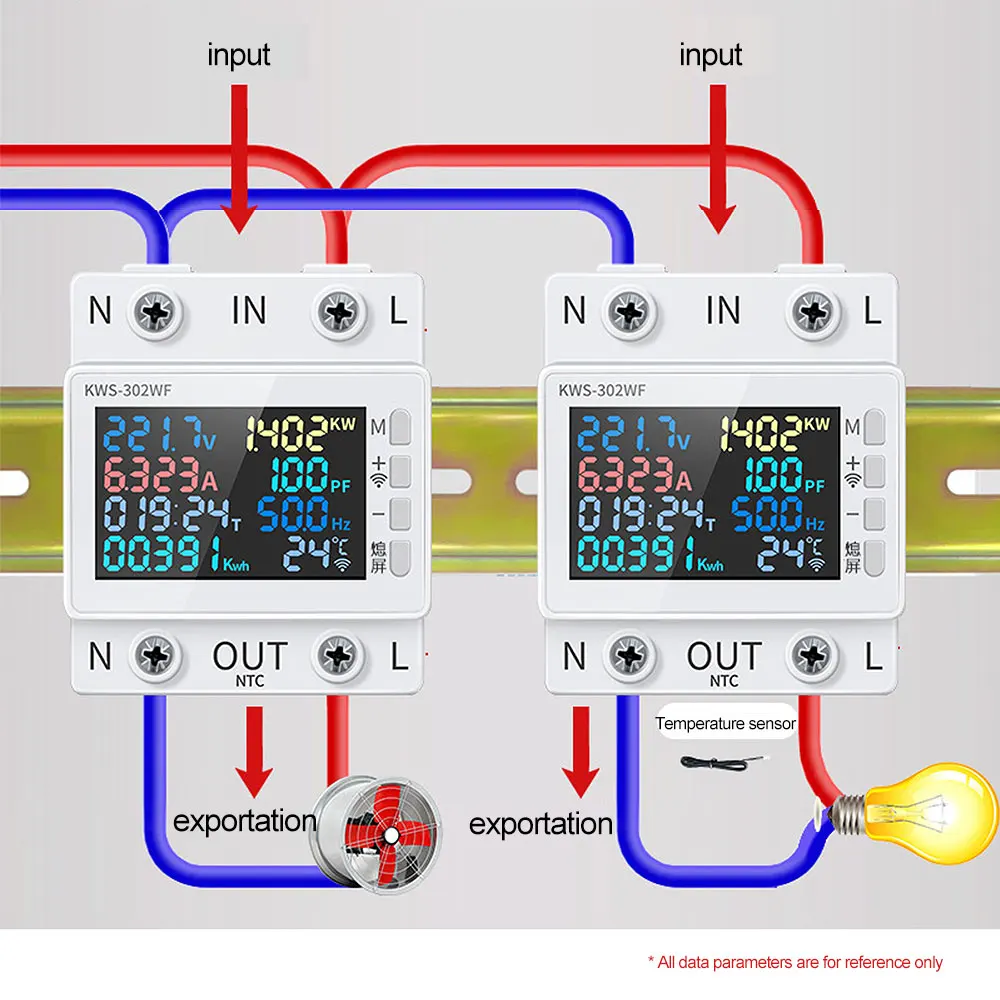 Medidor de energía Digital KWS-302, Monitor de uso de electricidad, 170-300V, voltímetro de potencia, amperios, vatios, Kwh - imagen 5