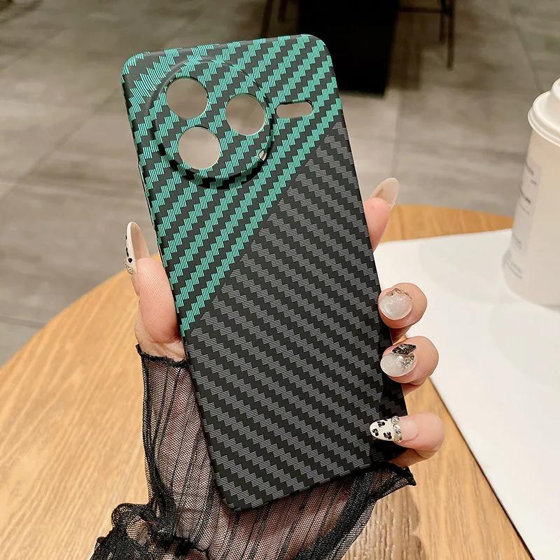Para Xiaomi Redmi K80, K80 Pro funda ELVEV ultrafina fibra de carbono patrón de rayas textura mate cubierta dura - imagen 3