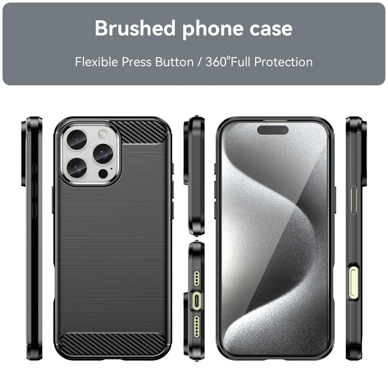 Para Apple iPhone 16 Pro Max Funda para iPhone 16 Plus Funda de teléfono cepillada para iPhone 16 чехол Funda contraportada para iPhone 16 Pro - imagen 2