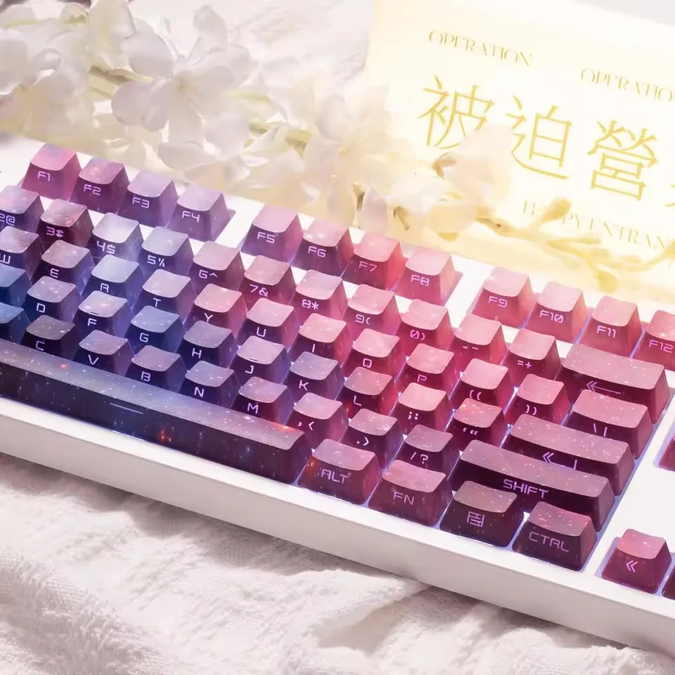 J. Teclas KDK Nebula Universe, perfil OEM, teclas PBT de 5 lados con tinte sub, grabadas lateralmente, brillantes para diseño 61/68/75/84/96/98 - imagen 5