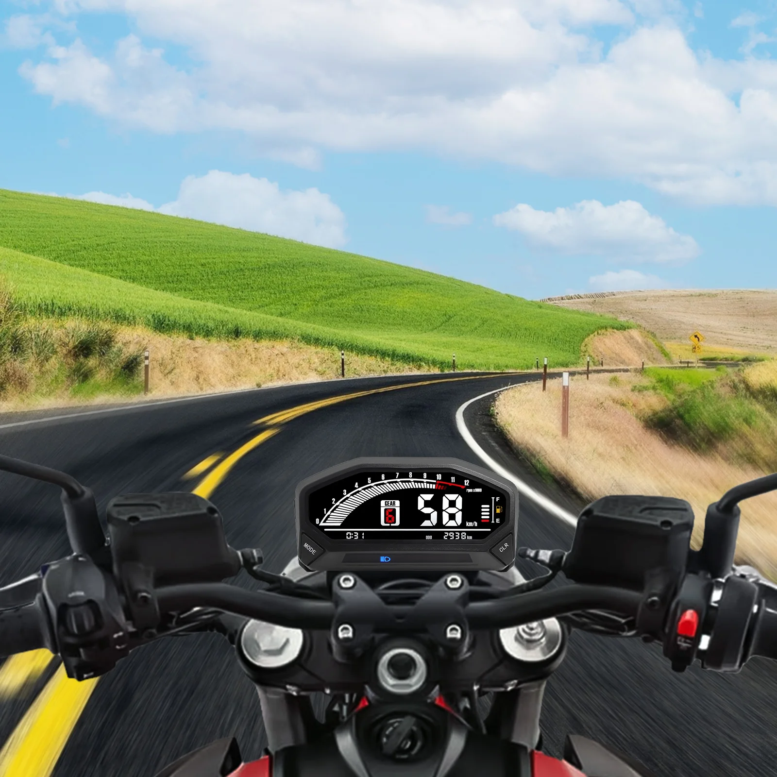 Odómetro Digital Universal para motocicleta, velocímetro LCD, medidor de velocidad para salpicadero impermeable, medidor de RPM para Kawasaki para 1,2,4 cilindros - imagen 5