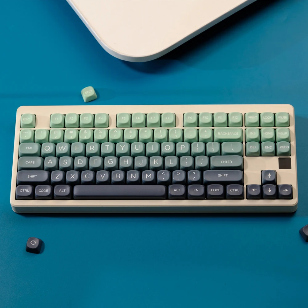Juego de teclas con gradiente verde botánico de 126 teclas, teclas de perfil MOA, teclas de sublimación de tinte PBT para teclado mecánico MX Switch